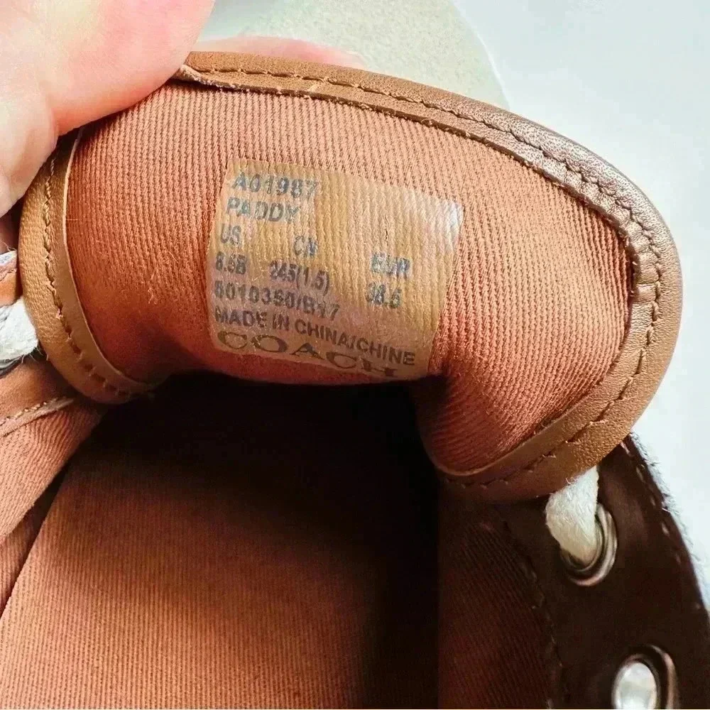 Coach Paddy Beige Suede Leather Chalk-Oatmeal / Saddle Brown Sneakers